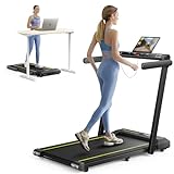 TOPUTURE Cinta de Correr Plegable, 2.5HP Hogar Cinta de Correr para el Debajo del Escritorio, 130 KG, 16KM/H, Dual Pantalla, Bocina Bluetooth, Frecuencia Cardíaca, App y Remoto