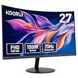 KOORUI Monitor Curvo - 27 Pulgadas Full HD (1920 x 1080 a 75 Hz, VA, 5 ms, Curvatura 1800R, HDMI, VGA, Antirreflejo, Eye Ease, Inclinación Ajustables, Monitor Gaming) Negro, 27N5C