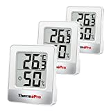 ThermoPro TP49-3 pequeño higrómetro digital termómetro interior termómetro ambiente monitor de temperatura y medidor de humedad para la comodidad de la oficina en casa termómetro reptil 3 piezas