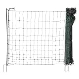 horizont easyLine - Valla para pollos (25 m de largo, 110 cm de alto, 7 postes de PVC, sin electricidad, red de aves de corral móvil, con doble punta), color verde