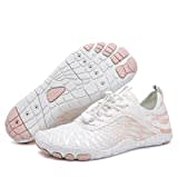 AONETIGER Zapatos de Agua Hombre Mujer Barefoot Zapatillas de Deportes Acuaticos Transpirable Ligeras Secado Rápido Descalzos Trail Calzado para Fitness Playa Vela Snorkel(Blanco,38EU)