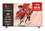 TCL 55V6B 55" 4K Ultra HD, HDR TV, Smart TV Powered by Google TV (Dolby Audio, Motion Clarity, control por voz, compatible con Google Assistant, Chromecast integrado)