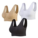 Lemef Sujetador Deportiva sin Costuras Sostén sin Aros con Almohadillas Extraíbles para Mujeres (3 Paquetes)