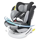 Miophy I-size Silla de Coche Isofix Giratoria 360° Grupo 0+/1/2/3, 0-12 años, 40-150 cm (Gris oscuro i-Size)