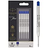 PARKER QUINKflow, Recambios de tinta para bolígrafos, punta mediana, tinta azul, paquete de 6