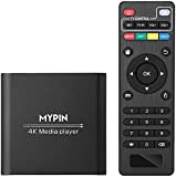 Reproductor Multimedia 4K, MYPIN Media Player con Control Remoto para Disco Duro de 8TB/Unidad USB/Tarjeta TF/H.265 MP4 PPT MKV AVI Admite Salida HDMI/AV/Coaxial-HDMI hasta Sonido Envolvente 7.1