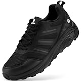 FitVille Zapatillas Trail Running Hombre Extra Ancho - Calzado de Correr en Montaña Antideslizantes Zapatillas de Trekking Ligeras Zapatos Deportivo de Exterior Profundo Negro 45 EU X-Ancho