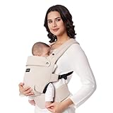 Momcozy Portabebés Ergonómico de Recién Nacido a Niño Pequeño, Cómodo y Ligero, para Bebés de 3,2 a 20kg, Fácil de Poner, Ideal para Crianza con Manos Libres, Soporte Lumbar Mejorado, Caqui