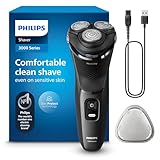 Philips Serie 3000 Afeitadora Eléctrica Hombre, Máquina de Afeitar Barba con Cortapatillas, 27 cuchillas, Cuida la piel, 60min de uso, En Seco y Húmedo, Recargable, S3145/00, Luna