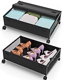 MixcMax Cajas Almacenaje bajo Cama con Ruedas Tapa, Cajas Organizadoras Metálica Bolsa Cajón Almacenamiento para Ropa Zapatos Juguetes Libros Armario Dormitorio Salón 2PCS