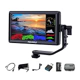 FEELWORLD FW568 V3 Monitor de Campo DSLR de 6 Pulgadas con Batería F550 de 2200 mAh y Estuche de Transporte, LUT de Forma de Onda Video Peaking Focus Assist 1920x1080 IPS 4K Salida de Entrada HDMI