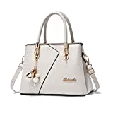 FANDARE Mujer Bolso Bandolera Multibolsillos Shoppers y Bolsos de Hombro PU Cuero Bolso Cruzados Impermeable Bolsa de Mano Forma V Bolso para Viajes Compras Trabajo Citas Beige