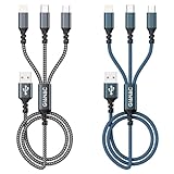 Multi Cable de Carga [2Pack 1.2M] 3 en 1 Multi USB Cargador Cable Nylon Cable USB con Micro USB Tipo C Lightning de Cargador Carga Rápida para Samsung Galaxy,Huawei,Honor,iPhone,Kindle,MacBook,LG