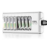 EBL 808 Cargador de pilas con 4 Unidades de AA 2800mAh y 4 unidades AAA 1100mAh Ni-MH Baterías Recargables