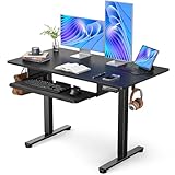 ErGear Mesa eléctrica para Estar de pie Bandeja de Teclado de tamaño Completo, Escritorio de pie Ajustable en Altura, Escritorio de Oficina en casa, estación de Trabajo informática, 120 x 60 cm, n