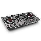 Numark NS4FX - Controladora DJ de 4 canales, jog wheels táctiles con pantallas, pads y efectos, salidas cabina y principal, y Serato DJ Lite incluido