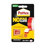 Pattex No Más Clavos Cinta, cinta adhesiva para aplicaciones permanentes, cinta de doble cara extrafuerte, adhesivo de montaje para interior y exterior, 19 mm x 1,5 m