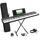 Alesis Teclado Piano con 88 Teclas y 480 Sonidos, Altavoces, MIDI USB, Estuche, Soporte, Auriculares, Pedal y Lecciones de Piano Incluidas