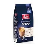 Melitta BellaCrema - Granos de café descafeinados enteros 1 kg, sin molido, granos de café para cafetera automática, sin cafeína, tostados suaves, tostados en Alemania, fuerza 3