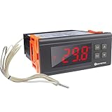 KETOTEK Controlador de temperatura -30℃~300℃, Digital Termostato Calefacción y Refrigeración con Sonda AC 220V 30A, 1 Relés Control de Temperatura para Incubadora Reptiles