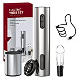 CIRCLE JOY Juego Electricos Para Abrir Botellas de vino, Sacacorchos Recargable Con Cortador de Papel de Aluminio, Aireador de Vino y TapóN De VacíO Para Los Amantes Del Vino, Plata