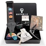 Guitar Lab Caja de regalo de accesorios para amantes de la guitarra| Caja de metal con correa, cejilla, afinador electrónico y lata de púas