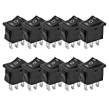 Elprico Interruptor basculante, 10 Piezas KCD1 Mini interruptores basculantes de 3 Pines y 3 Posiciones de Encendido y Apagado de Barco Cuadrado para electrodomésticos