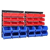 MaxWorks 80694 80694-Estante de Montaje en Pared contenedores para Tus Tuercas, Pernos, Tornillos, Clavos, Cuentas, Botones, Otras Piezas pequeñas, Azul y Rojo, 30 Bin