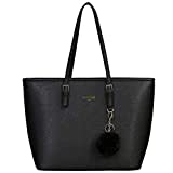 URAQT Bolsos de Mujer, Universidad Mujer, Grande para Portatil 15.6 Pulgadas, Tote Shopper, de Hombro, Cuero Impermeable Negro