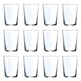 Tradineur - Juego de 12 vasos de cristal de 530 ml, pack de vasos para agua, bebidas, ligeros, aptos para lavavajillas, 13 x 8,5 cm