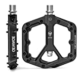 GEWAGE Pedales de Bicicleta de montaña, Fibra de Nailon MTB Antideslizantes, 9/16 ", Plataforma Planos Ligeros y Anchos (Negro)