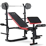 ISE Banco de Musculación Multifuncional Inclinable para Entrenamiento Completo, Banca de Peso Ajustable Plegable Fitness Doméstico para Casa, Máx 110KG