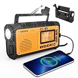 XHDATA D-608WB Radio FM/Am/SW de Onda Corta, manivela Solar, batería Recargable de Emergencia, Radio con Alarma SOS, Reproductor MP3 Bluetooth, Linterna, lámpara de Lectura para Acampar