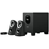 Logitech Z313 Sistema de Altavoces 2.1 con Subwoofer, Sonido Pleno, 50W de Pico, Graves Potentes, Entrada Audio 3.5 mm, Mando, Enchufe EU, PC/PS4/Xbox/TV/Smartphone/Tablet, Negro