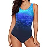 Sweetneed chida yi Bañadores de Mujer Traje de una Pieza con Relleno Bañador Push up Ropa de Baño Cintura Alta Size Gradiente de Color Cruz Atrás Slim Fit Cuerpo Atractivo Bañera Bikini…