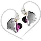 KINBOOFI KZ ZS10 Pro Auriculares Intrauditivos, IEM HiFi Auriculares con 5 Controladores 4BA 1DD con Cable Desmontable de 0,75 mm, 2 Pines para Cantante músico Baterista (Púrpura, sin Mic)