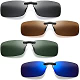 Mikqky 4 Piezas Clip para Gafas Para Sol Polarizadoras, Lentes, 4 Colores, para Miopía Sin Montura para Hombres y Mujeres