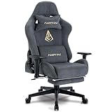 Andyou Silla Gaming, Silla para Videojuegos, Ergonómica Silla de Oficina con Reposapiés, Silla de PC Transpirable con Cojín Lumbar Ajustable, Almohada y Reposabrazos, soporta hasta 150 kg, Gray