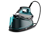 Rowenta Compact Steam Pro DG7623 Centro de planchado, 6.3 bares de presión, golpe de vapor de 325 g/minuto, suela antiarañazos deslizante, sistema eco, Color Azul/Negro