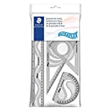 Staedtler Ultraflex 569PB4UF-S. Set de reglas y transportador para dibujo técnico. Conjunto con 4 piezas de plástico de color variado.