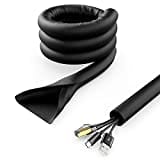 deleyCON Conducto para Cables de 1,5m con Cierre Automático Gestión de Cables Canal para Cables Protección de Cables Funda Robusta de Nailon para Cables Hogar Oficina Escritorio Negro