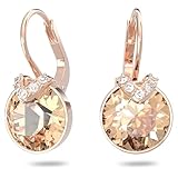 Swarovski Pendientes Bella V, Talla redonda, Tono dorado, Baño tono oro rosa