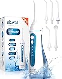 Irrigador Bucal Portatil Profesional - Irrigador Dental con 5 Boquillas 4 Modos, IPX7 Impermeable Limpieza Dientes, Recargable para Limpieza Dental, Irrigadores bucales Electrico Portátil de Viaje