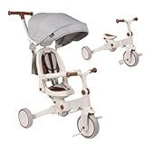 Olmitos - Triciclo Evolutivo de Bebé 5 en 1 - Bicicleta Niños Desde 1 Año hasta 5 años - De Triciclo a Bicicleta con o sin Pedales – Adaptable y transformable (Evol, Gris)