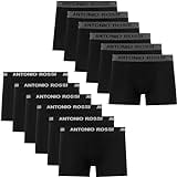 ANTONIO ROSSI paquete de 12 boxers ajustados para hombre - Calzoncillos tipo bóxer para hombre con cintura elástica - Bóxers suaves y transpirables para hombre para uso diario, Negro, XL