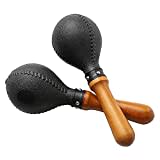 Percussion Maracas Shakers Sonajero Martillo de arena instrumento de percusión con conchas de plástico ABS y asas de madera para actuaciones en vivo y sesiones de grabación, negro