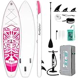 FunWater Paddle Surf Hinchable Tabla de Paddle Surf Stand Up Paddle Board Tiki Sup para Adultos y Jóvenes Premium Antideslizante (Pink, 320 * 83 * 15 CM)