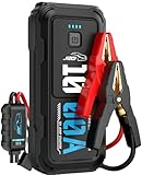 Arrancador de Baterías de Coche Portátil 1000A para Gasolina hasta 5.0L y Diésel hasta 3.5L Booster y Jump Starter para Baterías de Vehículos y Motos, con LED, Kit de Emergencia y Protección Segura