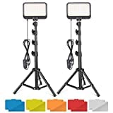 UBeesize 2pcs Luz LED de Vídeo Regulables con Soporte de Trípode Ajustable y Filtros de Color para Disparos de Mesa/ángulo Bajo, Zoom, Transmisión de Juegos, Youtube