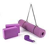 Esterilla yoga antideslizante con cinturón de yoga y bloque yoga - Yoga mat esterilla fitness con correa y ladrillo yoga - Esterilla pilates - Colchoneta gimnasia con taco de yoga y cinturon yoga